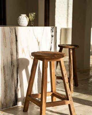 Bazar Bizar Antwerp De Shibori barkruk - naturel - H70 x D39 cm