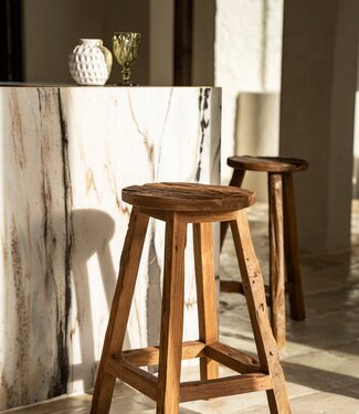 Bazar Bizar Antwerp De Shibori barkruk - naturel - H70 x D39 cm