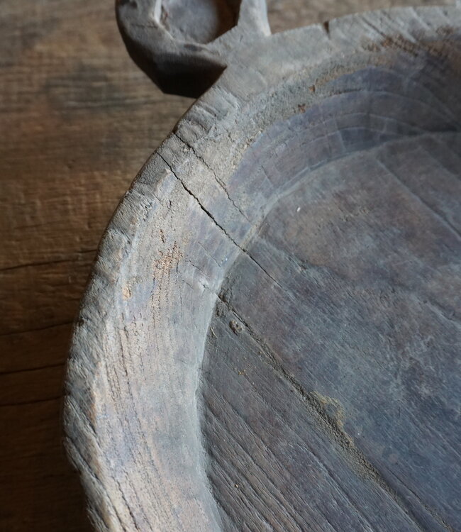 Aura Peeperkorn Unieke Houten Chapati Schaal | H7 x Ø32 cm