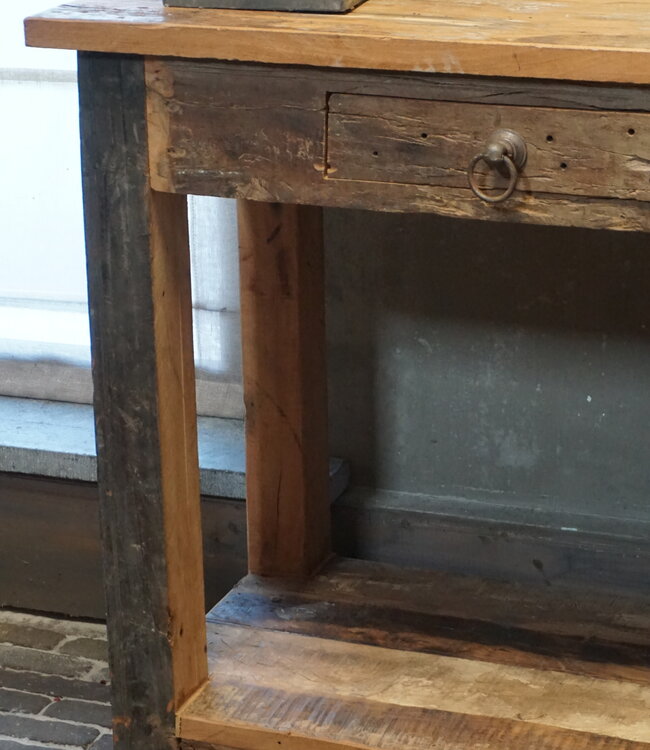 Rene Houtman Sidetable | 2 Lades | Oud Hout | H76xB153xD41 cm