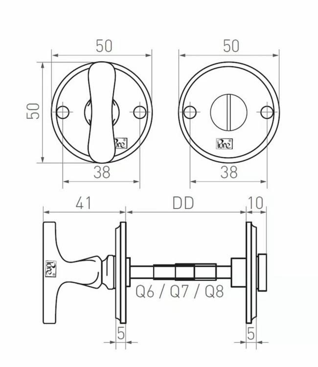 Dauby WC-Garnituur | Rond | 50 mm | Set | Ruw Metaal