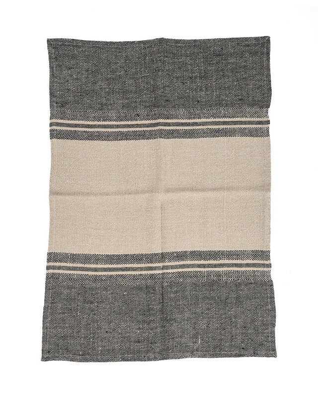 Bazar Bizar Antwerp The Linen Dash keukendoek - naturel zwart - 50x70