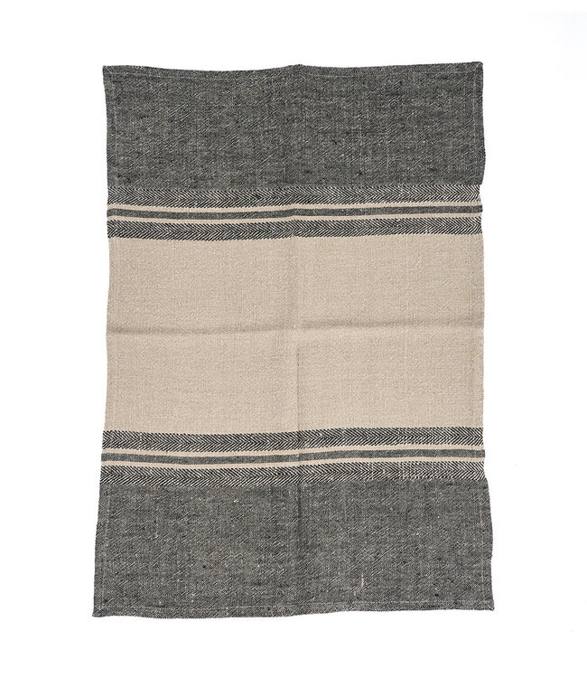 Bazar Bizar Antwerp The Linen Dash keukendoek - naturel zwart - 50x70