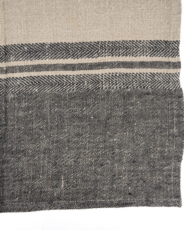 Bazar Bizar Antwerp The Linen Dash keukendoek - naturel zwart - 50x70