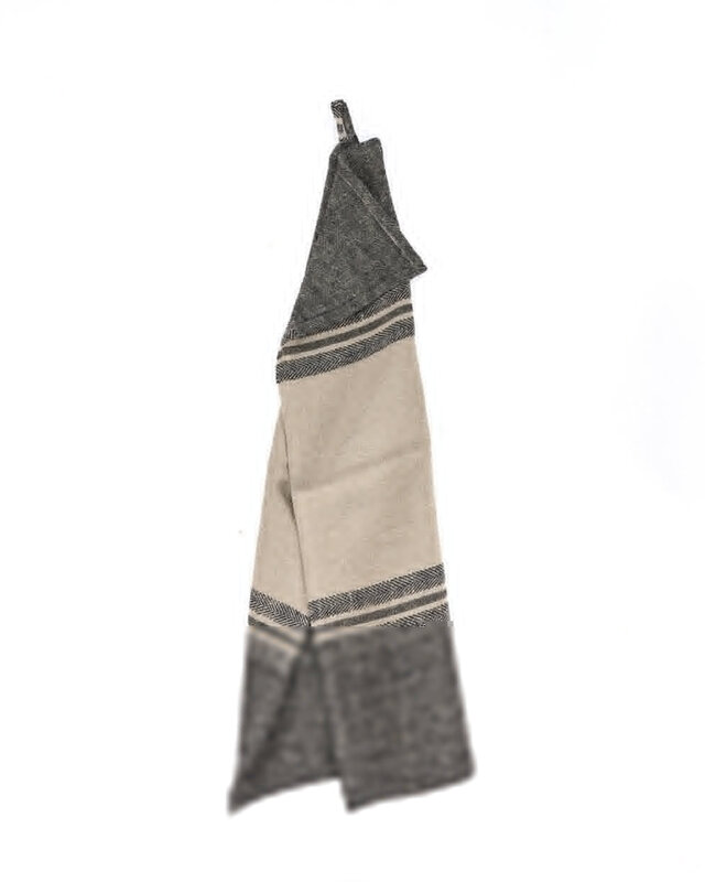 Bazar Bizar Antwerp The Linen Dash keukendoek - naturel zwart - 50x70