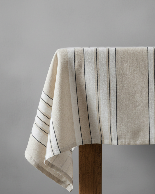Bazar Bizar Antwerp Provence tafelkleed - naturel zwart-wit - 150x300