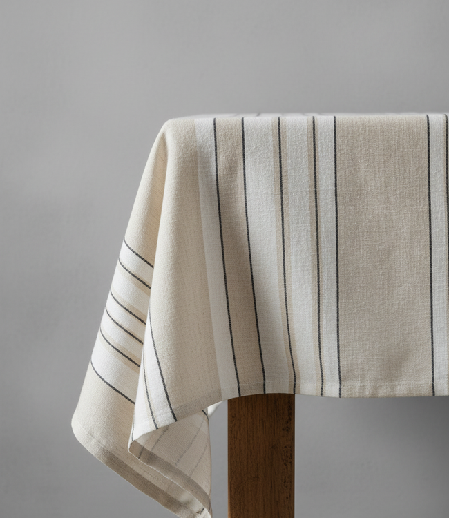 Bazar Bizar Antwerp Provence tafelkleed - naturel zwart-wit - 150x300