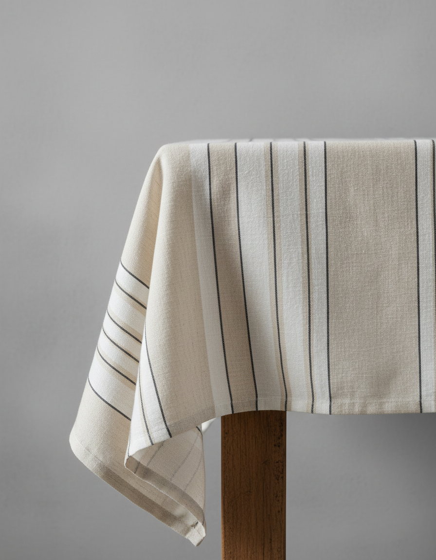Bazar Bizar Antwerp Provence tafelkleed - naturel zwart-wit - 150x300