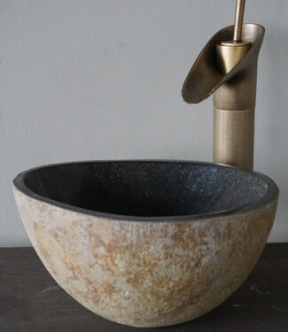 Rene Houtman Kleine Stenen Waskom + Spoelgat | H13 x B26,5 x D22 cm
