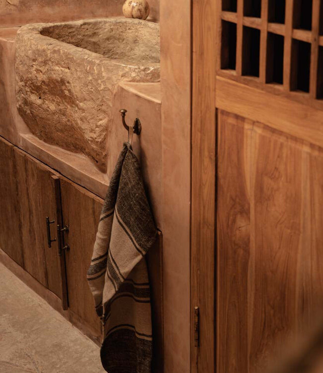 Bazar Bizar Antwerp De linnen Smudge keukendoek - natuurlijk zwart - 50x70