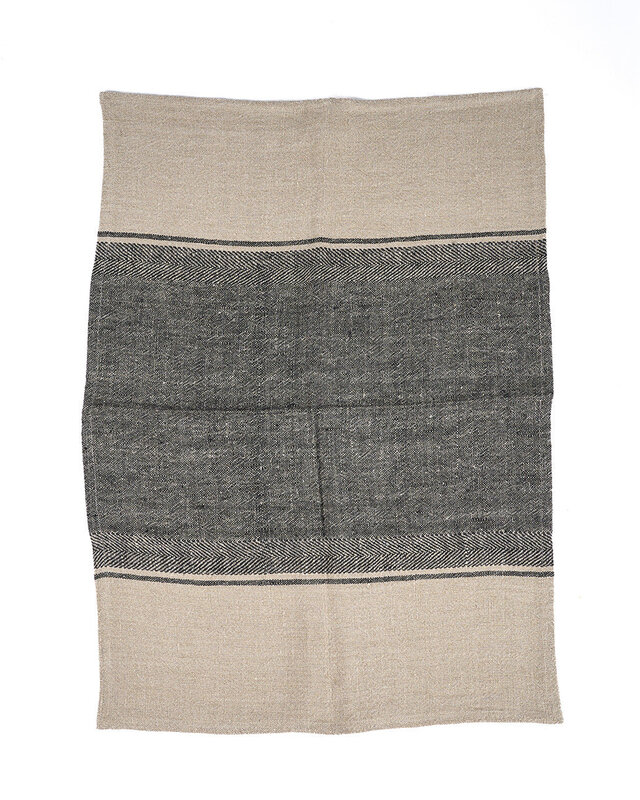 Bazar Bizar Antwerp The Linen Moody keukendoek - naturel zwart - 50x70 cm