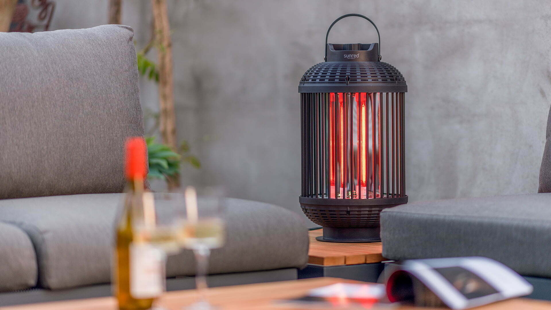 SUNRED Terrasverwarmer Indox Donker Tafelmodel Zwart 1200 Watt