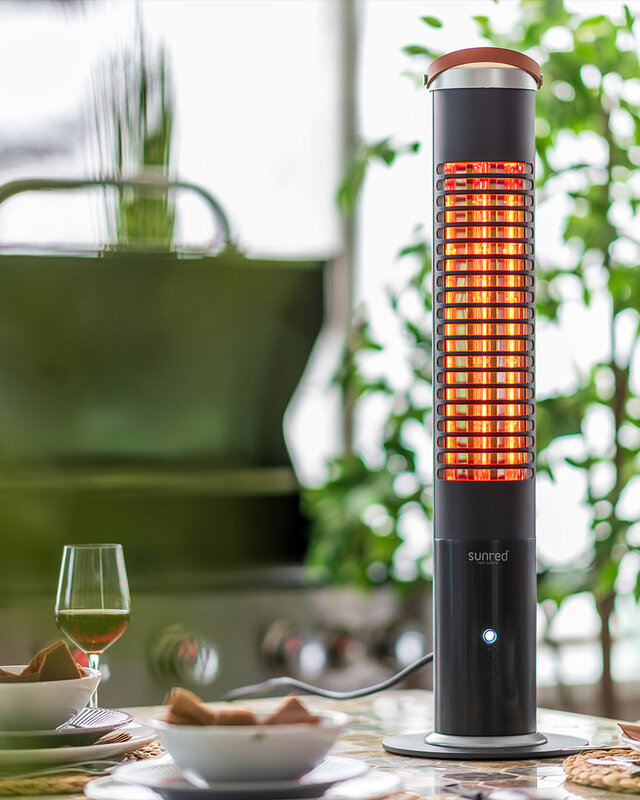 SUNRED Terrasverwarmer Apollo Ultra Slim tafel zwart 1200 watt