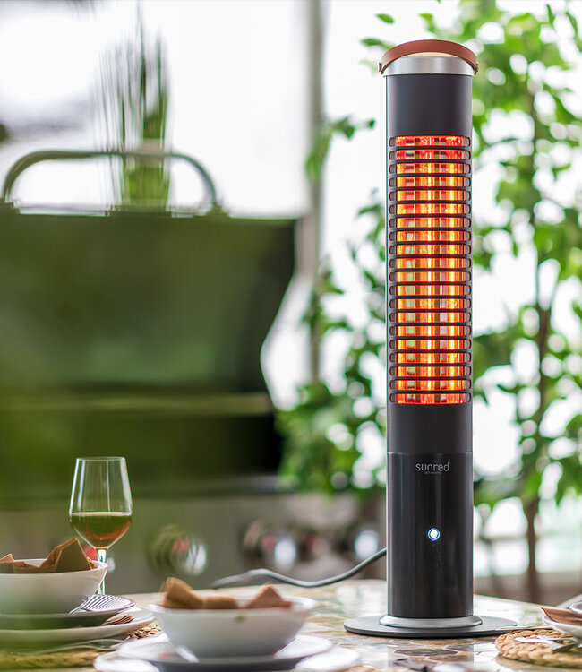 SUNRED Terrasverwarmer Apollo Ultra Slim tafel zwart 1200 watt