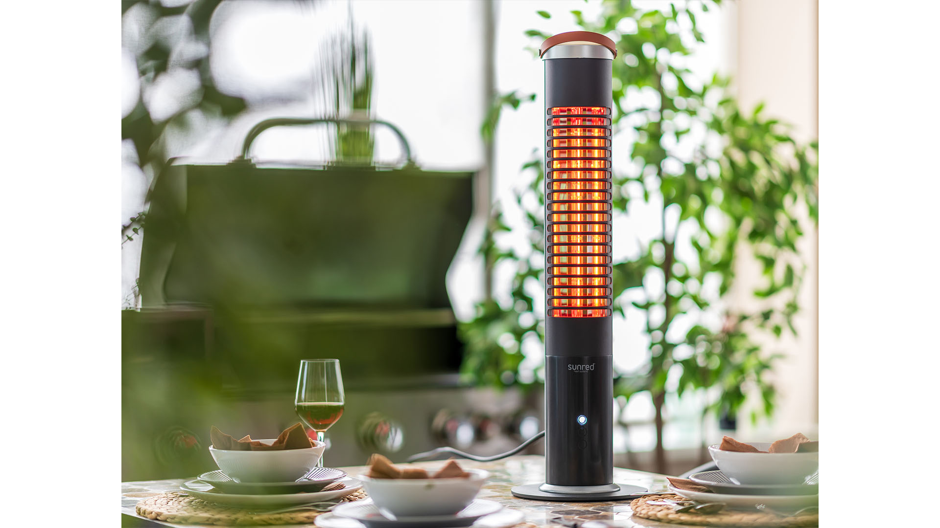 SUNRED Terrasverwarmer Apollo Ultra Slim tafel zwart 1200 watt