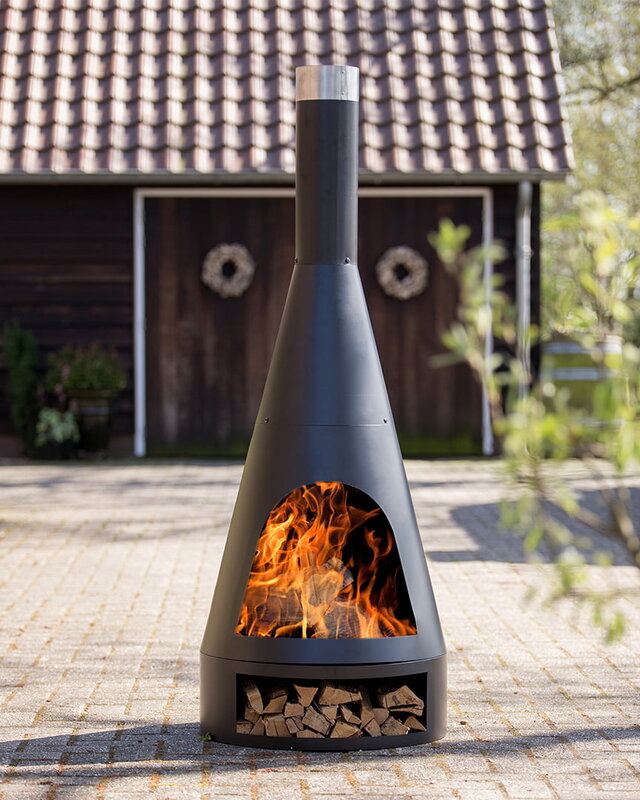 Redfire Kingston Grote Zwarte Vuurhaard H162 x D55 Cm