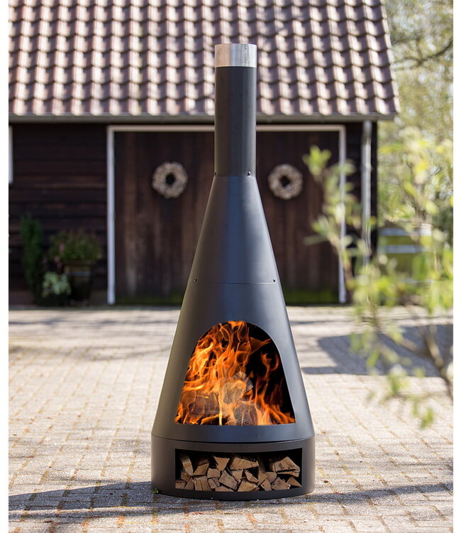 Redfire Kingston Grote Zwarte Vuurhaard H162 x D55 Cm