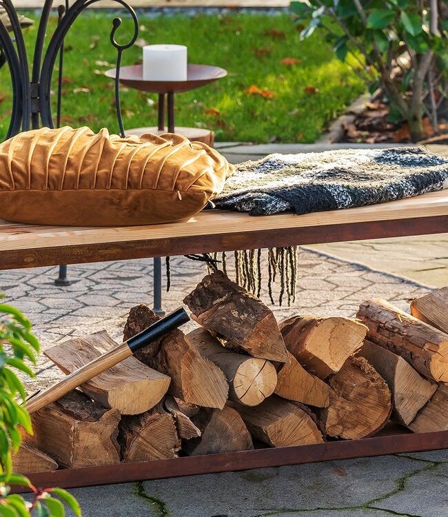 Redfire Tyr Handgemaakt Houtopslagbank 120 cm Roest