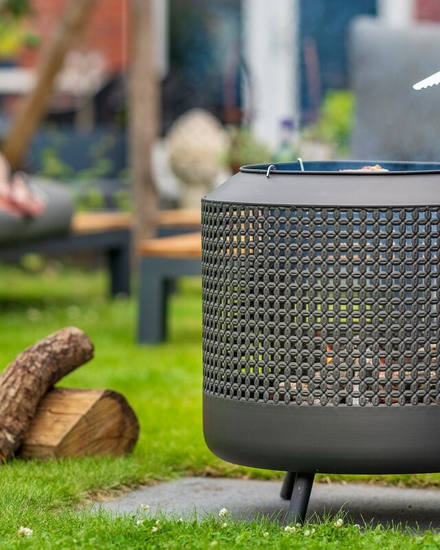 Redfire Midland vuurkorf met BBQ-grill, zwart