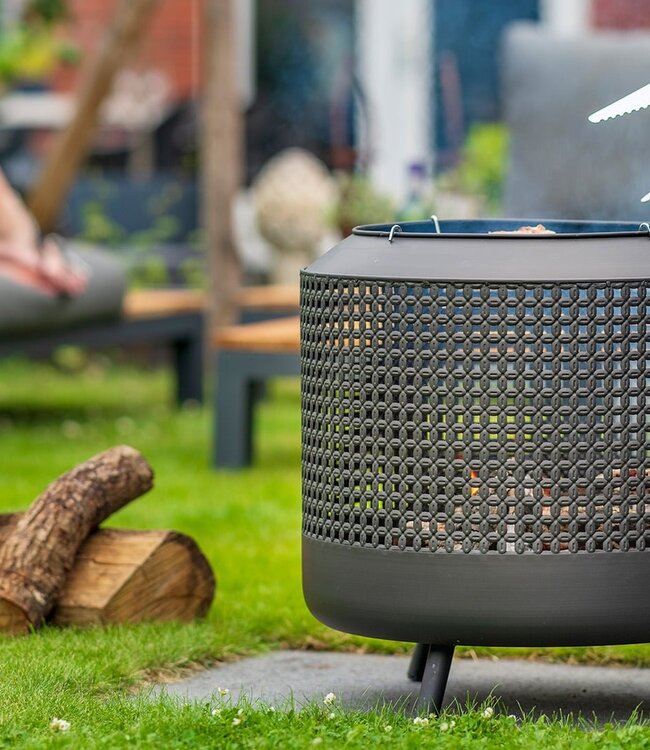 Redfire Midland vuurkorf met BBQ-grill, zwart