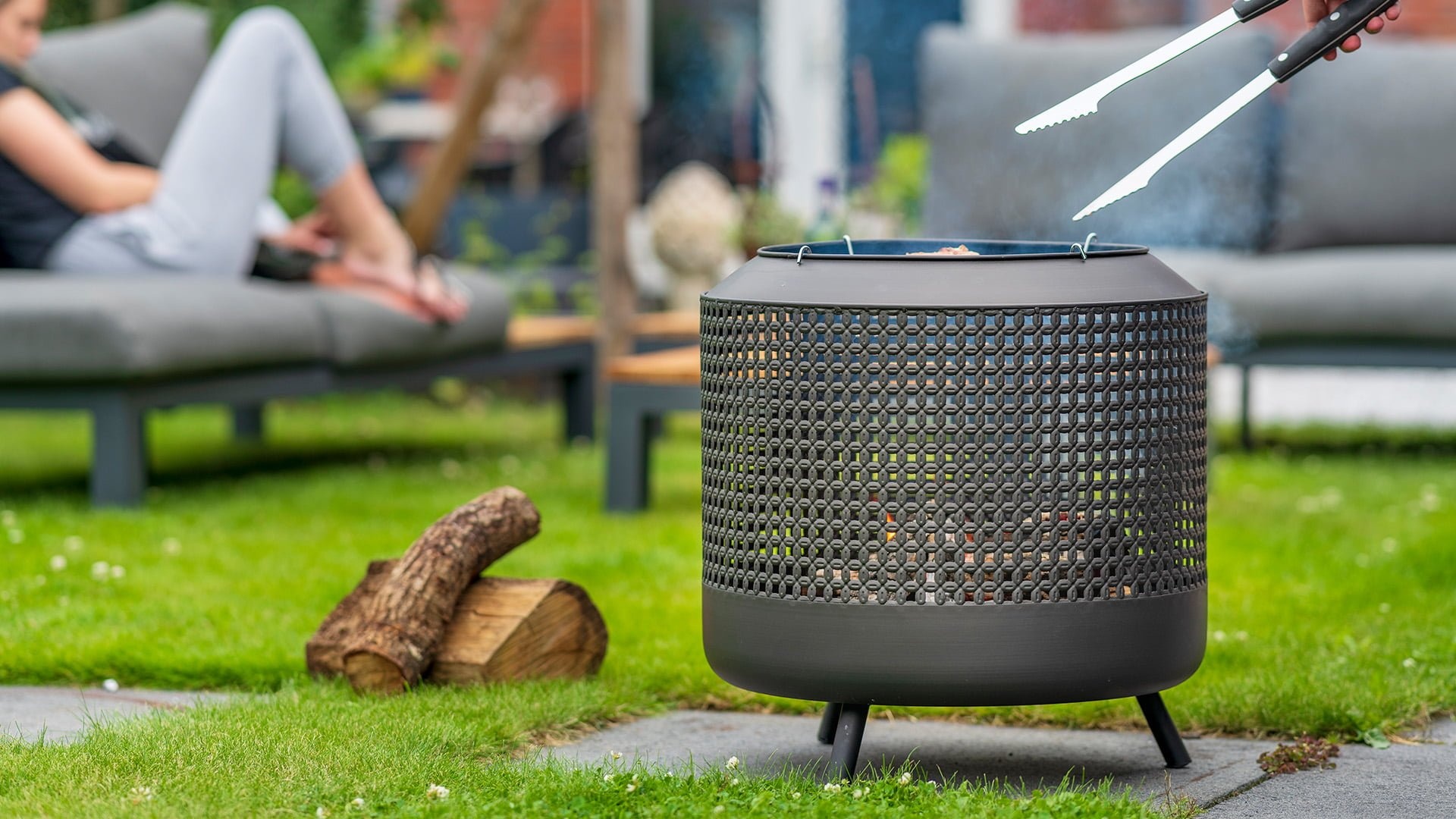 Redfire Midland vuurkorf met BBQ-grill, zwart