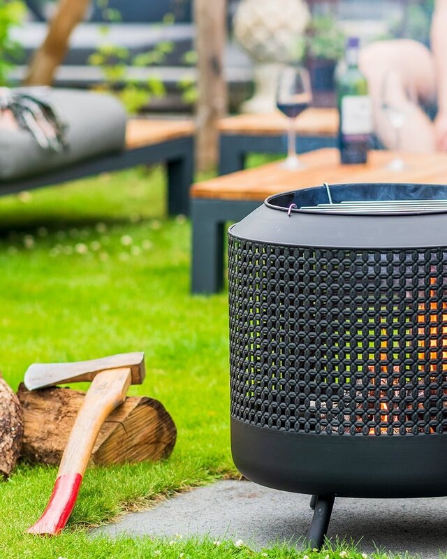 Redfire Midland vuurkorf met BBQ-grill, zwart