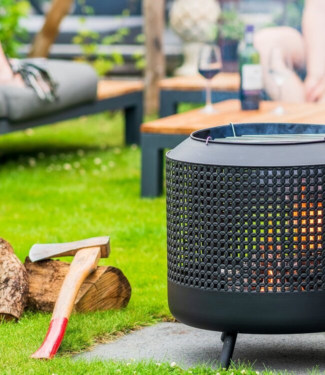 Redfire Midland vuurkorf met BBQ-grill, zwart