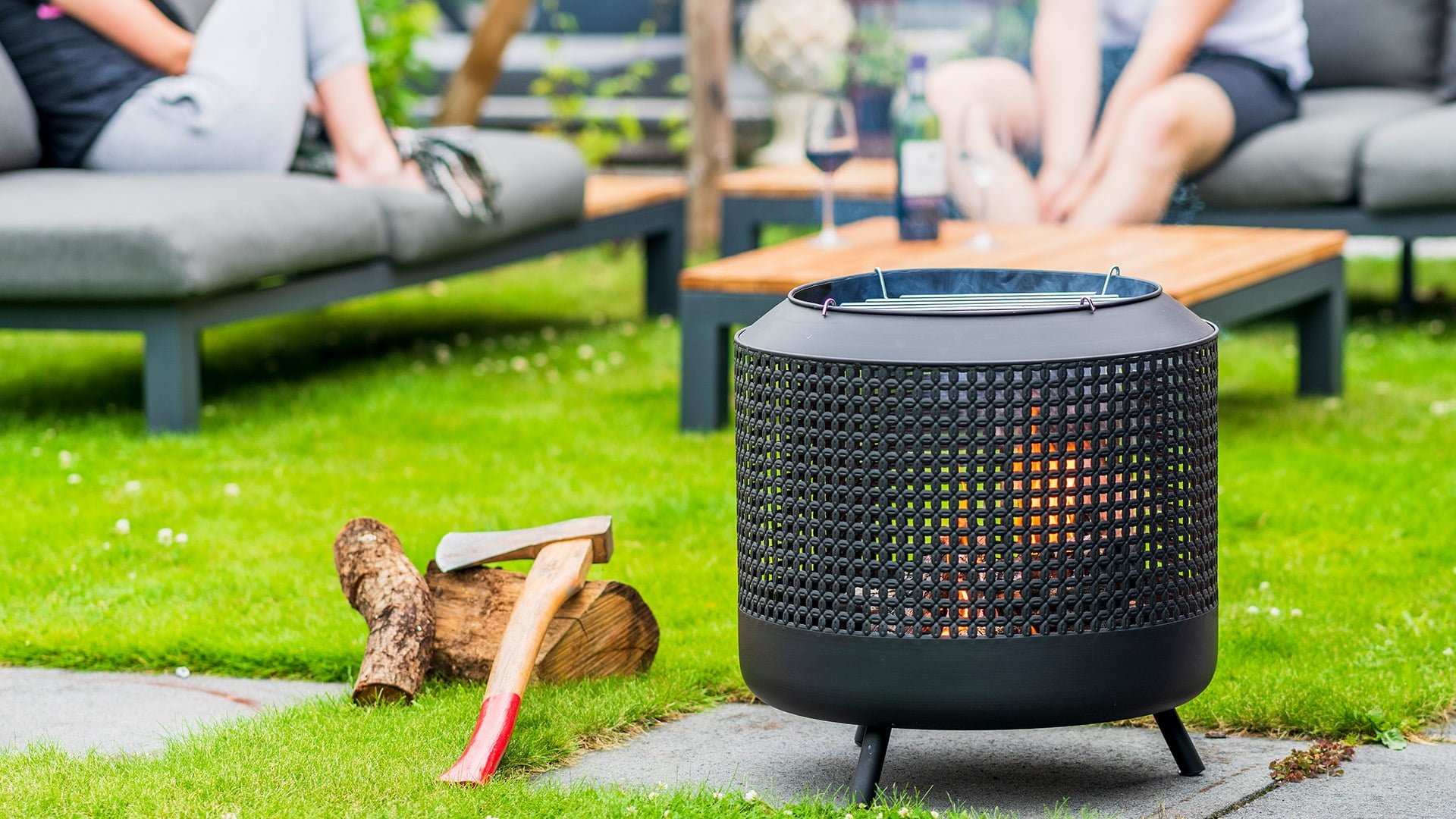 Redfire Midland vuurkorf met BBQ-grill, zwart