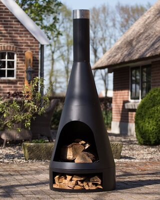 Redfire Kingston Grote Zwarte Vuurhaard H162 x D55 Cm