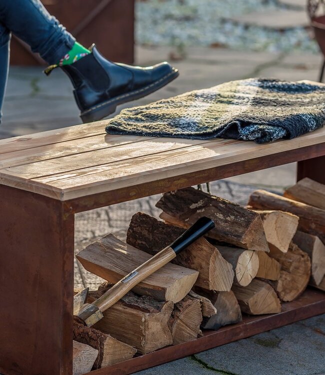 Redfire Tyr Handgemaakt Houtopslagbank 120 cm Roest