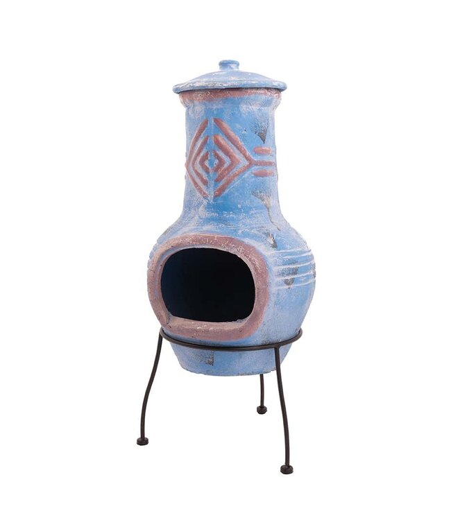 Redfire Chimenea Colima Kleihaard Blauw/Rood H68 x D31 Cm