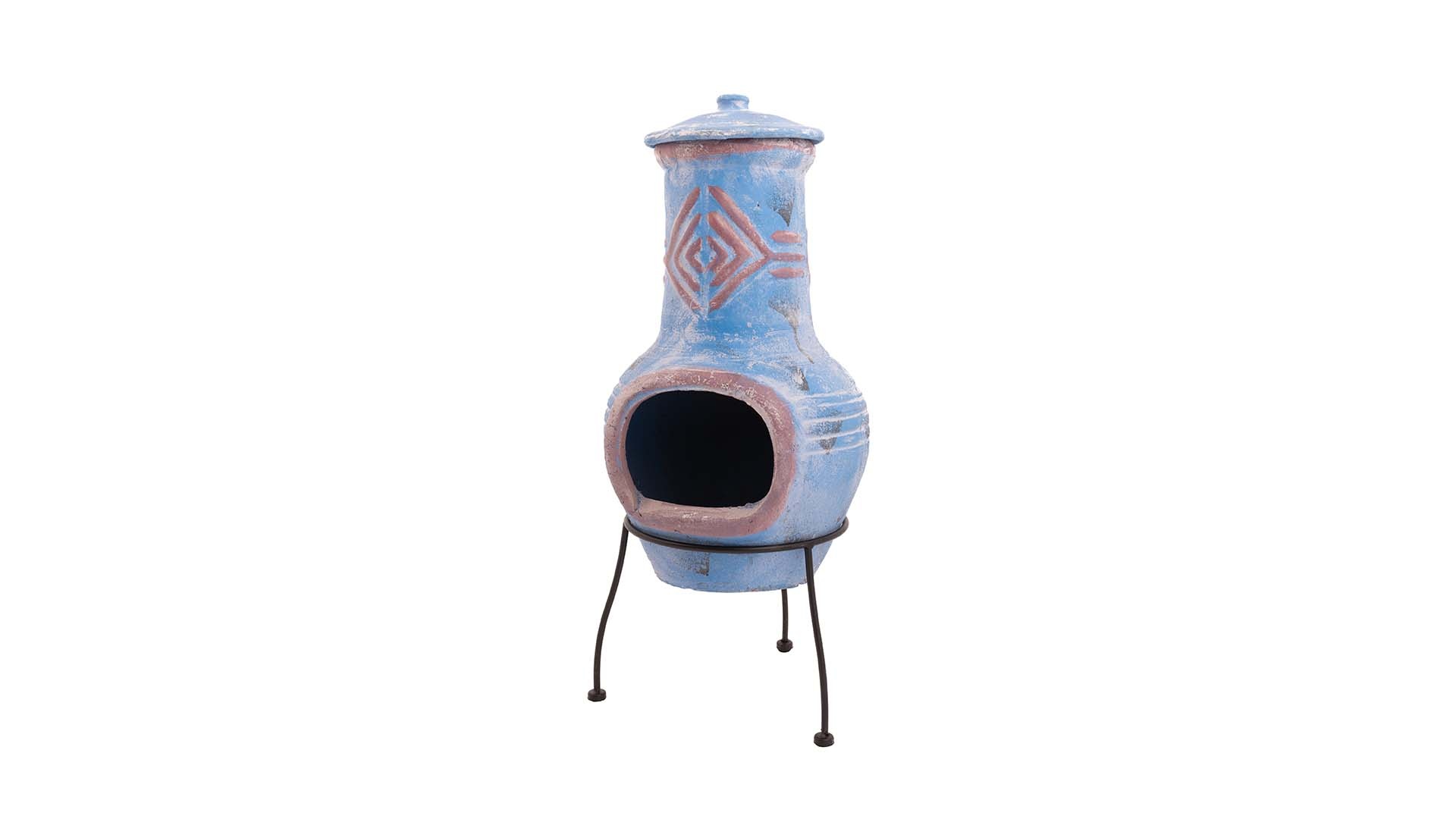 Redfire Chimenea Colima Kleihaard Blauw/Rood H68 x D31 Cm