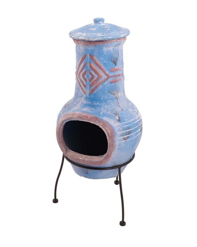 Redfire Chimenea Colima Kleihaard Blauw/Rood H68 x D31 Cm