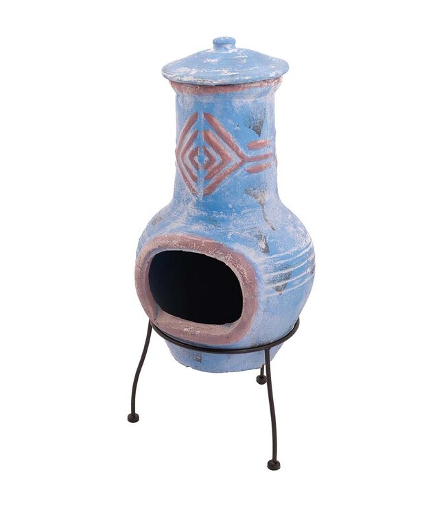 Redfire Chimenea Colima Kleihaard Blauw/Rood H68 x D31 Cm