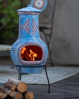 Redfire Chimenea Colima Kleihaard Blauw/Rood H68 x D31 Cm