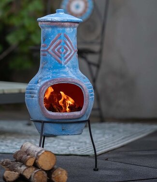 Redfire Chimenea Colima Kleihaard Blauw/Rood H68 x D31 Cm