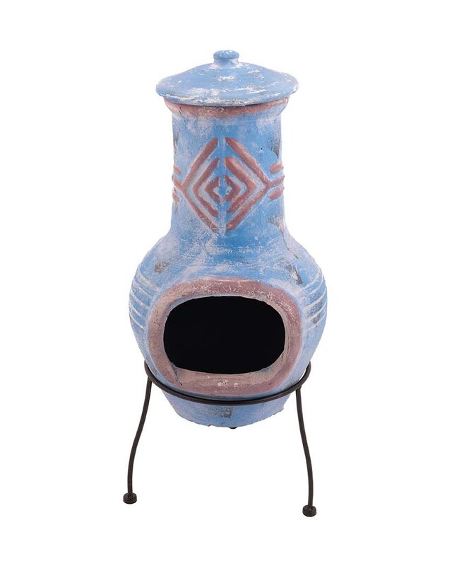Redfire Chimenea Colima Kleihaard Blauw/Rood H68 x D31 Cm