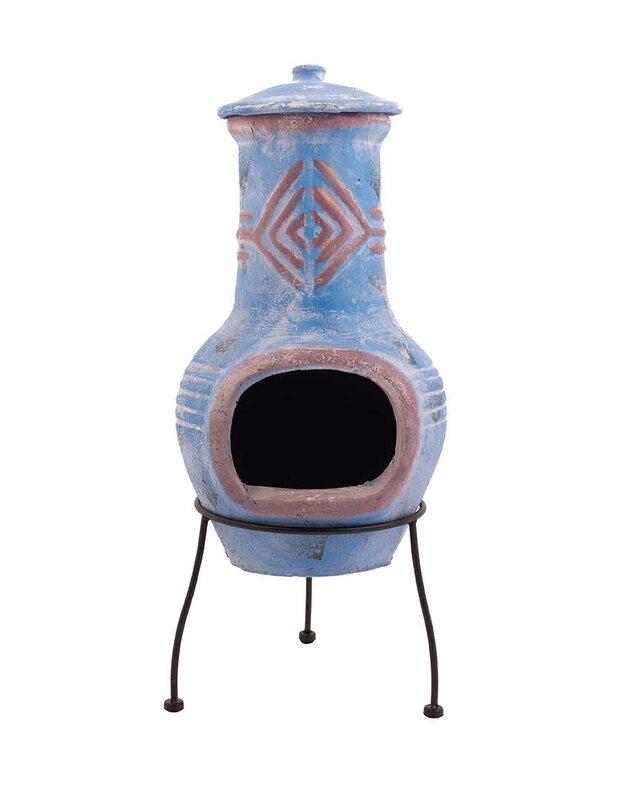 Redfire Chimenea Colima Kleihaard Blauw/Rood H68 x D31 Cm