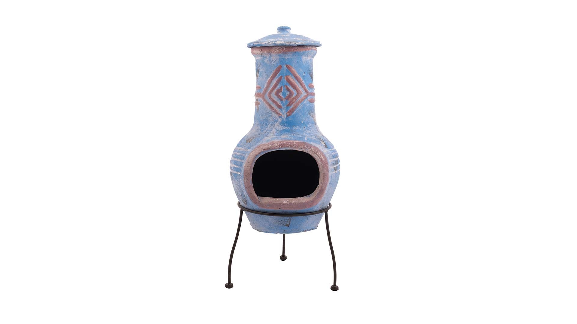 Redfire Chimenea Colima Kleihaard Blauw/Rood H68 x D31 Cm