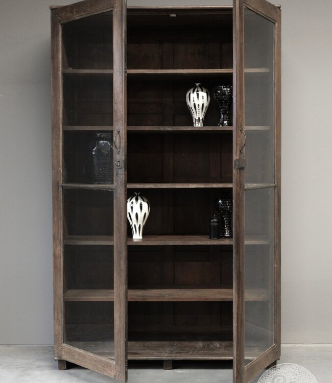 Be-Uniq Unieke Oude vitrinekast | India | H225xB138xD50 Cm