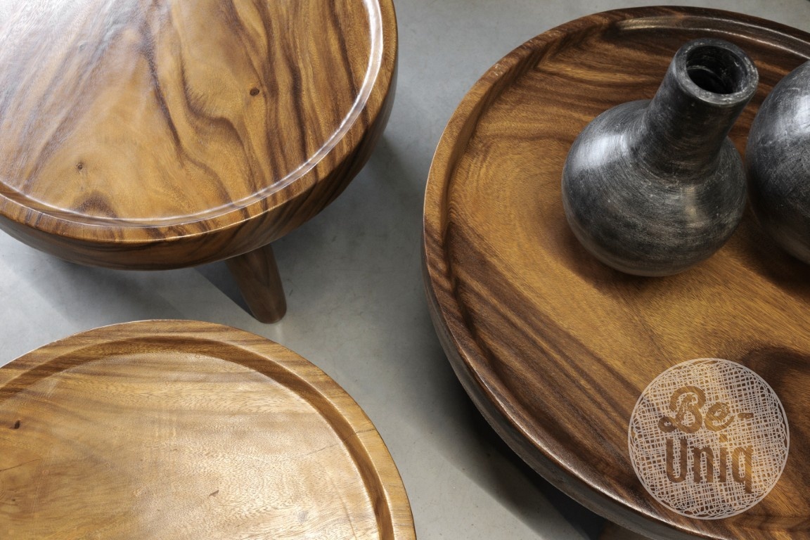 Be-Uniq Salontafels Kos Suar Rond Hout - 3 Maten (S, M, L)