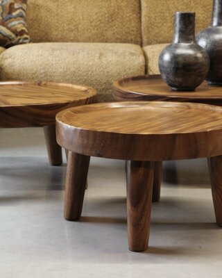 Be-Uniq Salontafels Kos Suar Rond Hout - 3 Maten (S, M, L)
