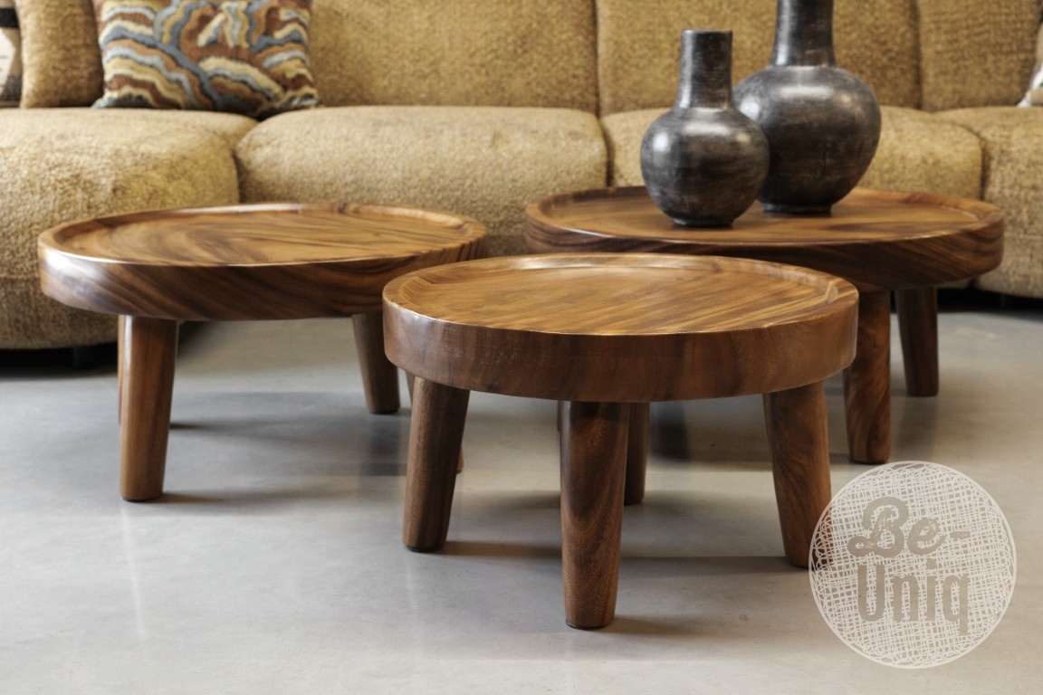 Be-Uniq Salontafels Kos Suar Rond Hout - 3 Maten (S, M, L)