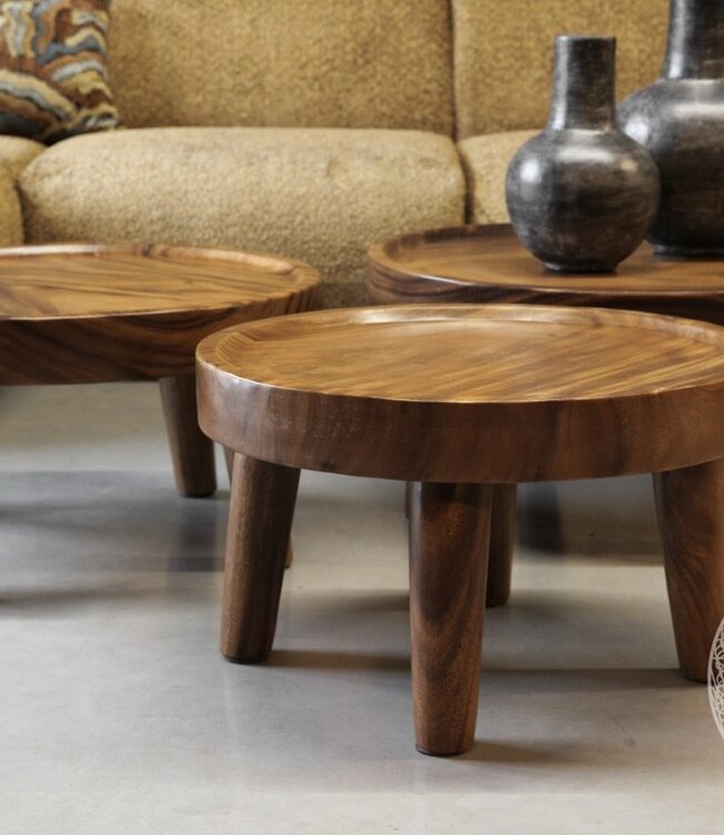 Be-Uniq Salontafels Kos Suar Rond Hout - 3 Maten (S, M, L)