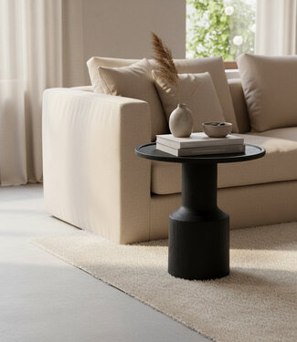 Raw Materials Amsterdam Nero teakhouten bijzettafel Midnight - zwart