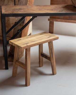 Raw Materials Amsterdam Java timmerman bijzettafel/bankje - gerecycled hout - 16x35x30 cm