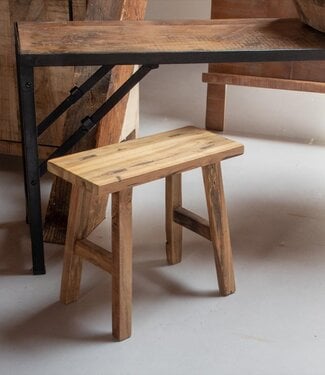 Raw Materials Amsterdam Java timmerman bijzettafel/bankje - gerecycled hout - 16x35x30 cm