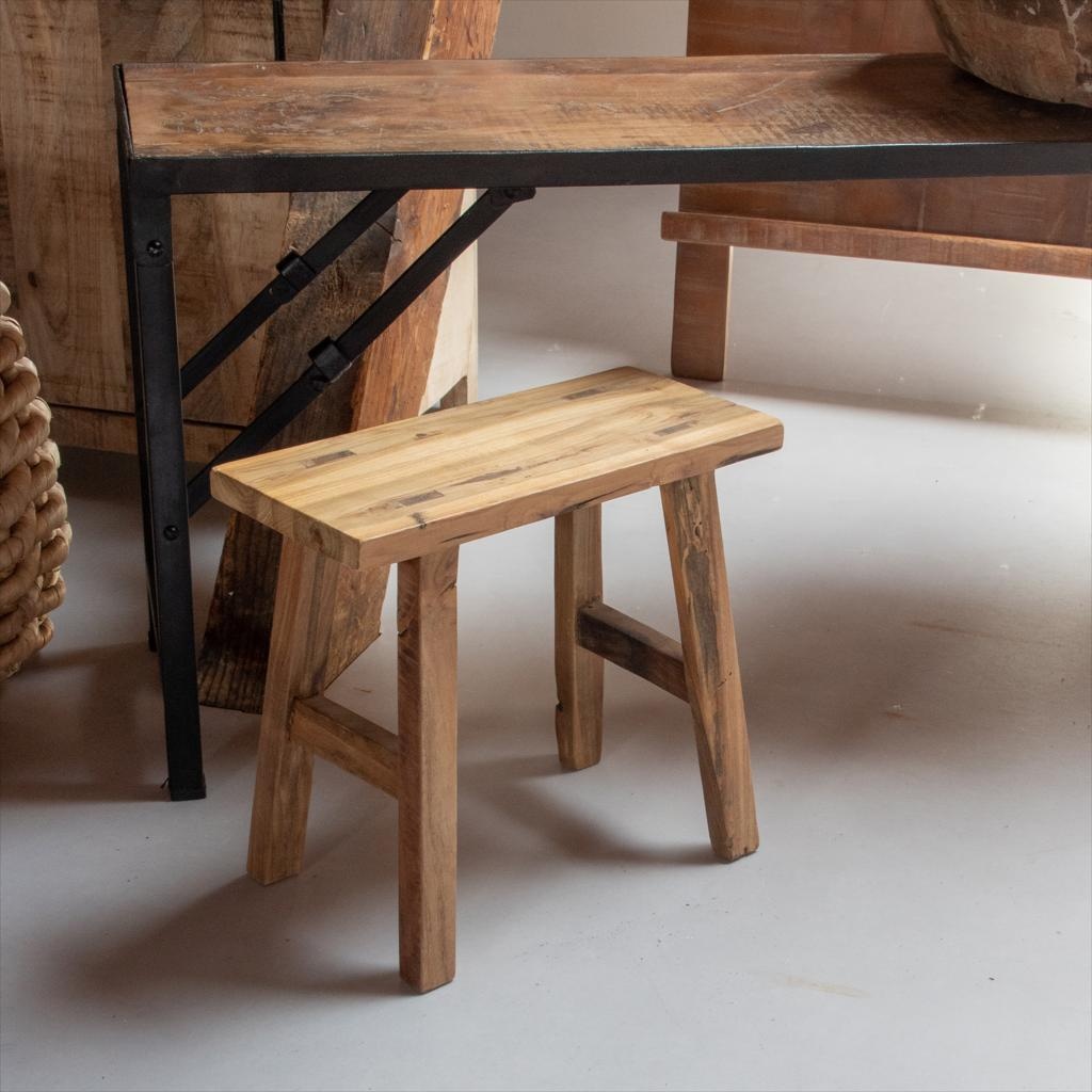 Raw Materials Amsterdam Java timmerman bijzettafel/bankje - gerecycled hout - 16x35x30 cm