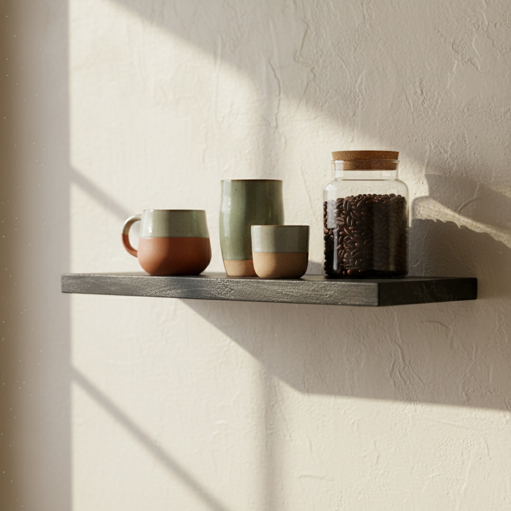 Raw Materials Amsterdam Zwevende Wandplank | Zwart | Hout | 80x18x3,8 cm