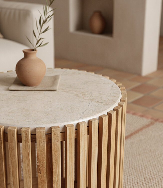 Raw Materials Amsterdam Infinity Ronde Marmeren Bijzettafel | 40x40x45 cm